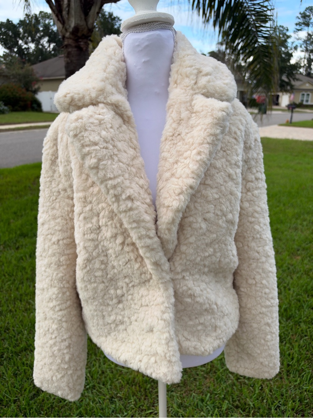 NWT🌷Express Cream Teddy Faux-Shearling Jacket